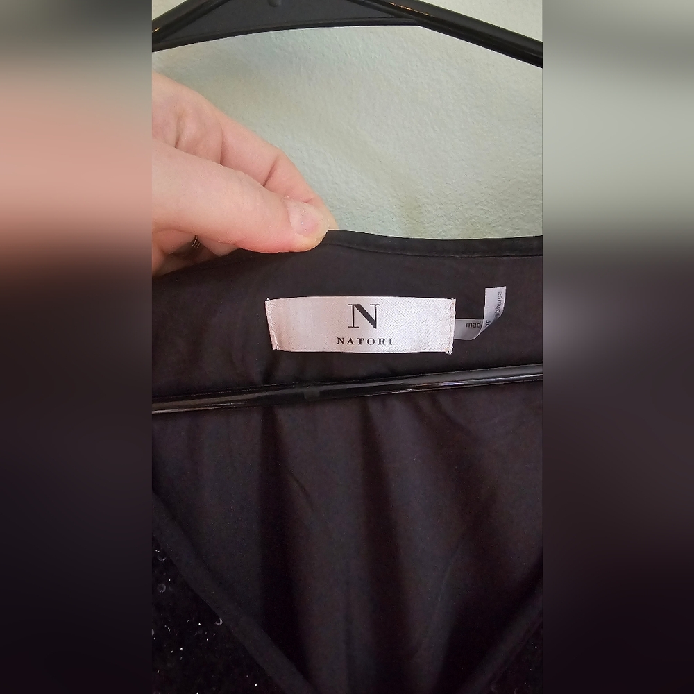 Natori Black Velvet Shimmer Kimono Tunic Dress Size XL - Picture 3 of 10